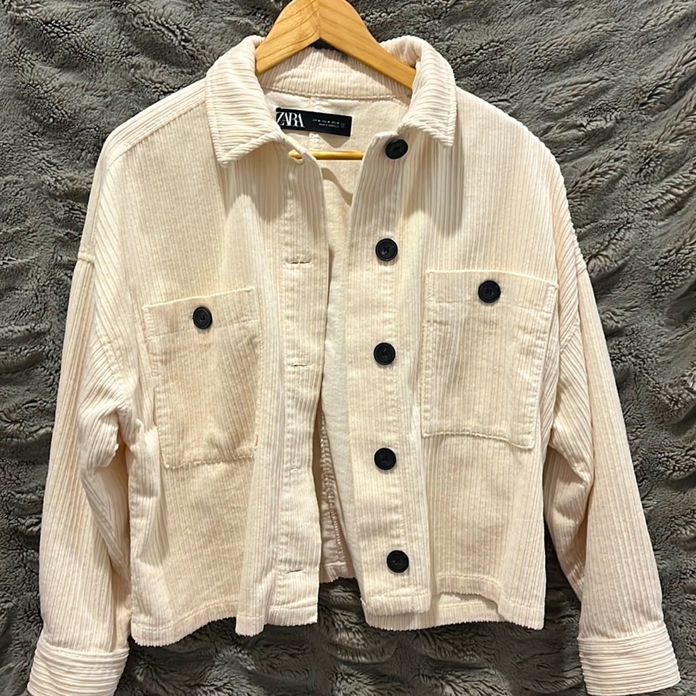 Zara corduroy shacket cream size M